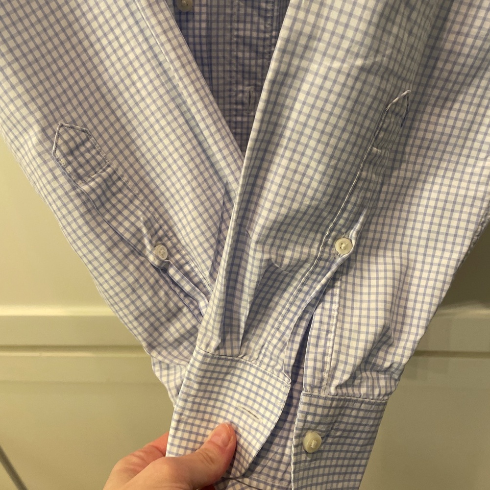 Sid Mashburn Blue Graph Button Down Spread Collar - image 3